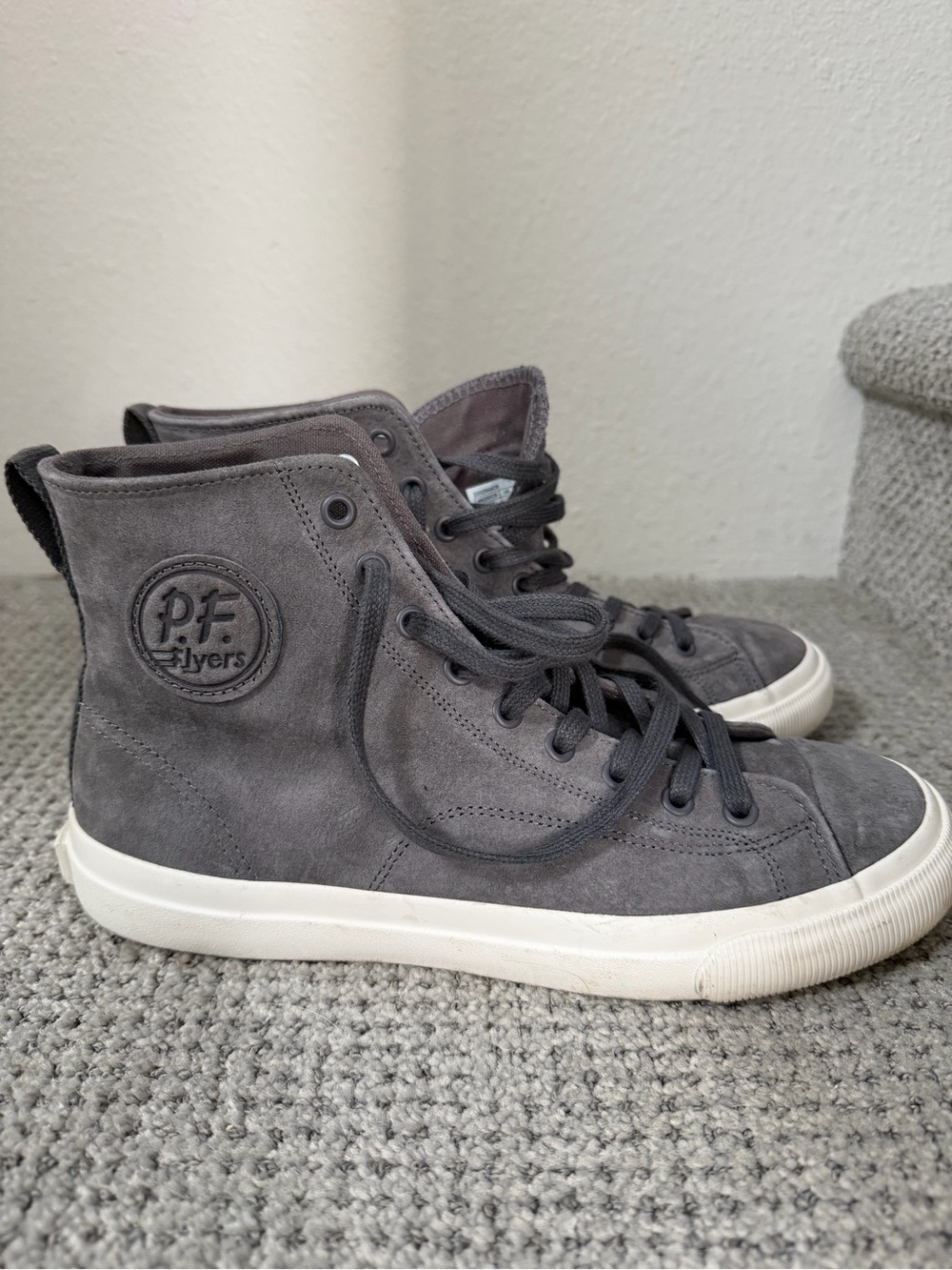 P.F. Flyers Charcoal Suede High-Top Sneakers